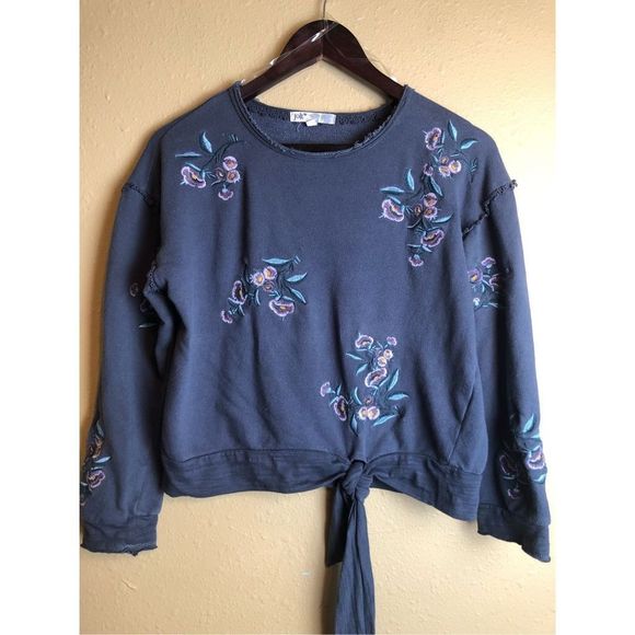 Jolt Embroidered Tie Waist Crop Sweatshirt size M - Picture 1 of 10